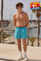 Men's Zippered Quick-Drying Turquoise Swim Shorts