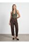 72703 Double-Breasted Trousers with Waist Detail - Brown - 4