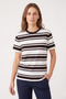 Women's 100% Cotton Bitter Striped Crew Neck T-Shirt
