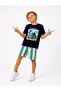 Boy's California Printed Shorts Set Navy Blue Striped Summer 2-Piece Set - 2
