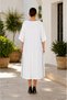 Plus Size V-Neck Stone Detailed Short Sleeve Midi Length Women's Dress - 7