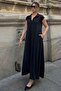 Smoked Polo Collar Low Sleeve Pocketed Flared Women's Modal Dress