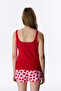 Women's Cotton Lounge Camille Pointel Sleeveless Tank & Shorts Set - Red - 4
