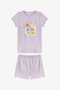 Girl's Cotton Lounge Picnic Shorts Sleeve 2-pack Pajama Set - Lilac - 2