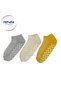 Women's 3-Piece Gray Cream Yellow Cotton Sole Towel and Non-Slip Sole Yoga Pilates Booties Home Socks - 2