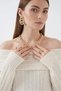 Women's Madonna Collar Oversize Knitwear Ecru Dress - 4