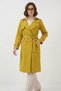 Women's Double-Breasted Collar Belted Fat Green Trench Coat
