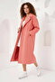 Women's Wide Collar Cut Oversize Cashmere Orange Coat - 2