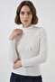 Women's Turtleneck Floral White Blouse - 5