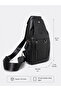 Men's Black Leather Body Bag Cross Shoulder and Chest Bag 7038 - 7