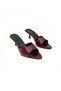 Women's Burgundy Patent Leather Thin Heeled Slippers – Stylish Open-Toe Casual and Formal Mule Slippers Vdz01022 - 7
