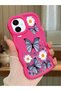 Samsung Galaxy A06 Compatible Case Camera Protector Red Silicone Couple Phone Case Butterfly Pattern