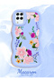 Samsung Galaxy A12 Compatible Case Camera Protector Blue Silicone Couple Phone Case Floral Pattern - 2