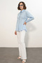 Women's Blue Shirt with Waist Belt - 2