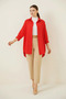 Women's Oversize Cut Basic Cotton Red Hijab Shirt - 2