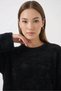 Women's Round Neck Soft Textured Knitwear Black Sweater - 2