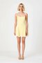 Women's Thin Strap Square Neck Skater Cut Polyviscon Mini Dress Lined Zipper Closure Casual Comfortable - 4
