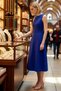Women Midi Sleeveless Brode Woven Dress Crew Neck Lined Skater Cut Casual Elegant Daily Modern