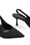 Women's Pointed Toe Open Back Thin Heeled Shoes 0012122 Matte Black - 4