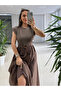 Brown Leather Belted Padded Dress - 0103 - 3