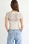 Lace Short Sleeve Blouse Lub0349 Ecru - 6