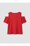 Red Off-The-Shoulder Embroidered Girls' T-Shirt - 6