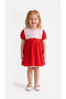 Lace Detailed Scallop Collar Red Cotton Girls' Casual Dress