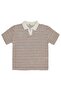 Polo Collar Thin Striped T-Shirt for 6-9 Years Old - Brown