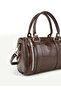 Wrinkled Textured Brown Shk310 Double Zipper Detailed, Lined, Modern Design Hand, Arm and Shoulder Bag - 5