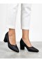 Women's Black Thick Heel Comfortable Fit Heeled Shoes - 2