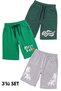 3-Piece Printed Detailed Boys' Double Pocket Capri Pants with Elastic Waist