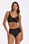 Women's Underwire High Waist Tie Detail Black Bikini Set C1T0N034641