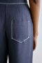 Linen Blend High Waist Indigo Trousers - 3