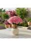 Pink Artificial Hydrangea Flower Arrangement in Cream Ball Pot | 35 cm | Premium Faux Floral Decor - 4