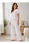 Women's Ribbon-Detained Patterned Short Sleeve Pajama Set - 2