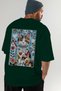 For the Love of Cats 102 Cat Printed Green Oversize T-Shirt 100% Cotton Unisex Cat Lover Premium Design - 7