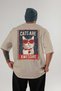 For the Love of Cats 125 Cat Printed Beige Oversize T-Shirt 100% Cotton Unisex Cat Lover Premium Design - 2