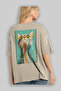 99 Cats for Cat Lovers Printed Beige Oversize T-Shirt 100% Cotton Unisex Cat Lover Premium Design - 3