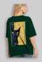 For the Love of Cats 73 Cat Printed Green Oversize T-Shirt 100% Cotton Unisex Cat Lover Premium Design - 3