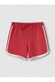 Red Girls' Shorts with Stripes on the Sides - 3