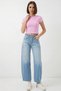 Women's High Waist Denim Light Blue Trousers - 7