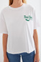 Women's Basic Printed White T-Shirt - 4