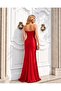 Red Stone Detailed Slit Satin Evening Dress 583404 - 5