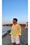 Men's Yellow Easy-Iron 100% Cotton Linen-Look Breathable Anti-Sweat - 2