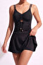 Women's Strapless Swimsuit with Drawstring, Gathered Bust, Integrated Shorts, and Chest Pads - 2