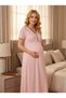 Women's New Season 2-Piece Maternity Nightgown Set with Buttons and Piping in Powder Color - 4