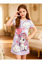 Girls Graphic Print Round Neck Nightdress - 6