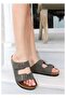 Women's Suede Textured Double Buckle Cork Sole Casual Slippers - 3
