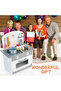 Kids Kitchen Wooden Pretend Playset - Grey/White - 6