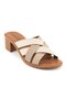 Cream-Gold Women's Heeled Slippers 33000 Anagram Z - 3